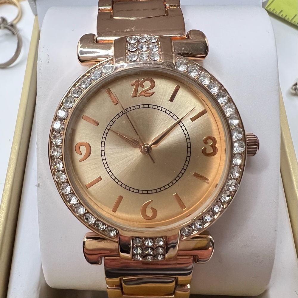 NWB Charter Club Rose gold and rhinestones watch